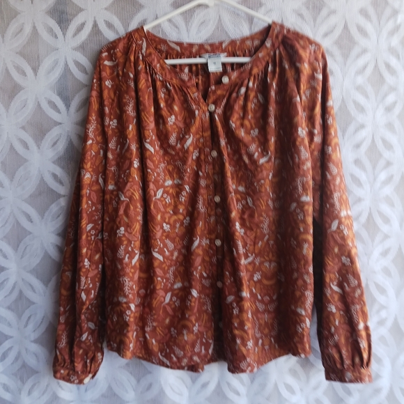 Duluth Trading Co Tops - Duluth blouse top medium nwot button down brown long sleeves organic cotton